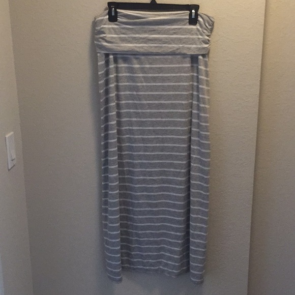 Joe By Joe Boxer Grey & White Y2K Striped Foldover Maxi Skirt Size XL - Picture 4 of 5